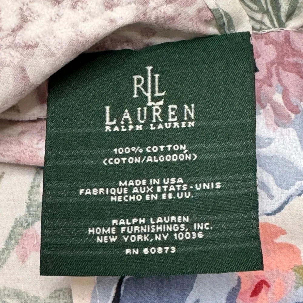 Ralph Lauren Pillow Sham Allison Floral Cotton Ruffled Multi Color Vintage USA